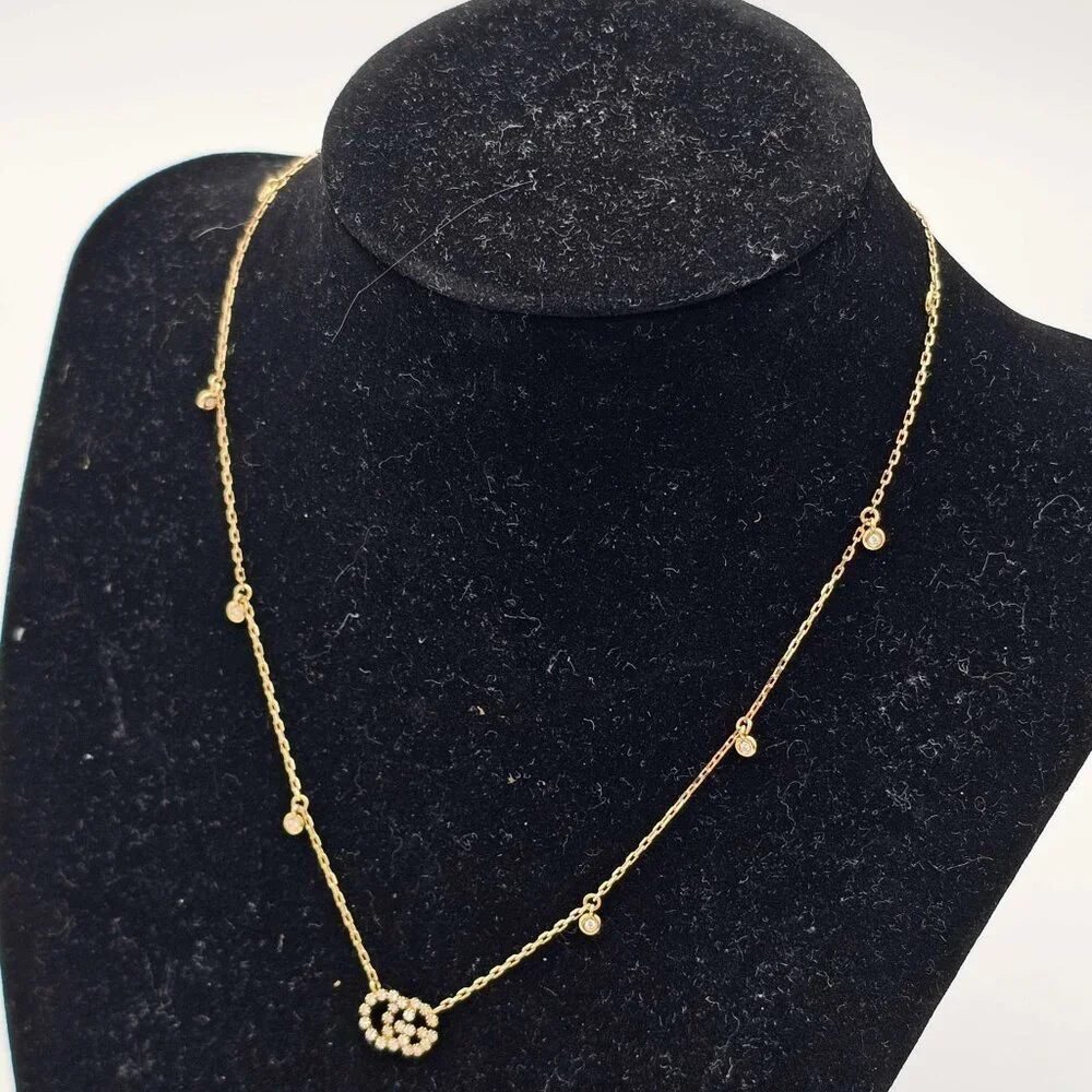 Gucci GG Running 18k Gold Diamond Necklace Brand New 900-042425